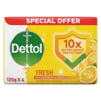 Dettol Fresh Bar Soap With Citrus For Lasting Freshness 120gx4 Pieces