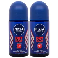 Nivea Men Dry Impact Deodorant Roll On 50mlx2 Pieces