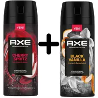 Axe Men Deo Spray Black Vanilla 150ml + Cherry Spritz 150ml