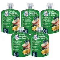Gerber Organic Baby Food Apple, Banana, Blueberry, Blackberry 90gx5 Pieces