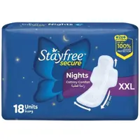 Stayfree Secure Sanitary Pads Cottony Comfort Xxl Night 18 Pieces