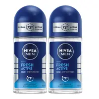 Nivea Men Fresh Active Deodorant Roll On 50mlx2 Pieces