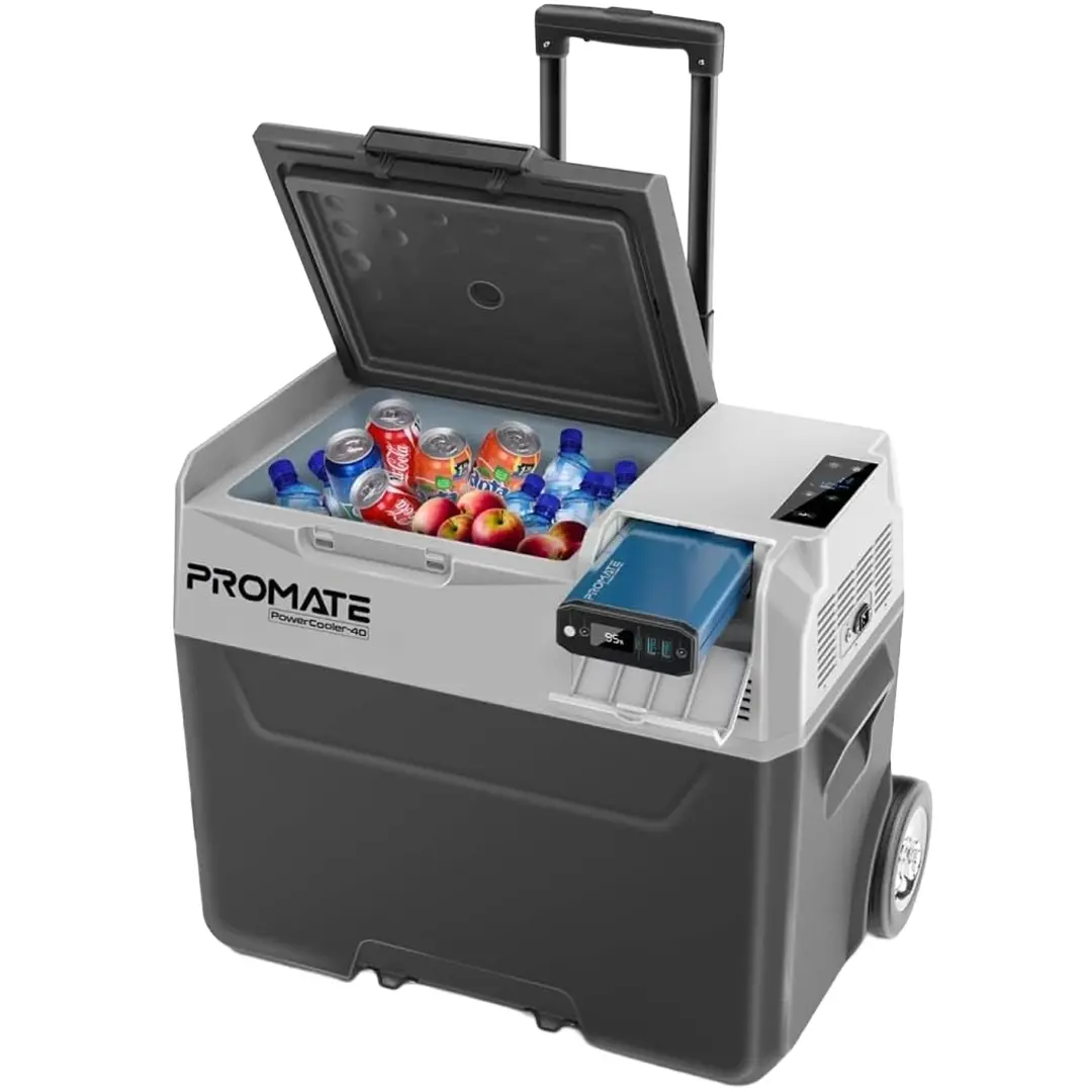 Promate 40 Ltr Portable Fridge With 52000 MAH PB Wheels With Solar Charging price comparison Qatar – cheapest at Al Meera